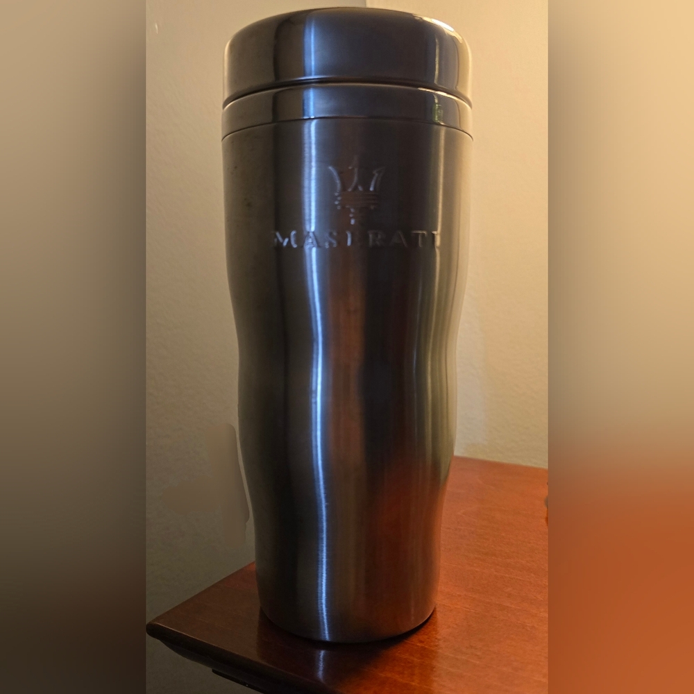 Maserati Stainless Steel Travel Coffee Tea Drink Mug Rare HTF Automobile